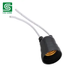 E27 Base Socket Bulb Lamp Holder Black Waterproof Screw-in Socket 250V 16A With Lead Wire