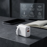 Cantell PD - Adaptador de Corriente de 20 W con Enchufe para Reino Unido, Estados Unidos y Europa, Cargador de Pared con Carga Súper Rápida Tipo C para iPhone 16 17 Pro Max