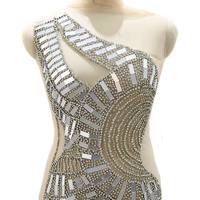 WDP-513 Keering Strass brillant effet miroir à coudre pour robes de soirée longues, motif femme sexy