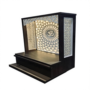 Marble Look Wooden Carved Modern Temples Designer Wooden Temple Pooja Mandir Modern Design Wooden Temple Indian Pooja Room - Product Image 1