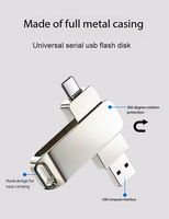 Unidad Flash USB Móvil 2 en 1 de Gran Capacidad, 16GB 32GB 64GB 128GB, USB 2.0 OTG Tipo C, Garantía de 3 Años