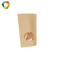 Sachets refermables en papier kraft avec fenêtre transparente, pochettes verticales à fermeture éclair pour noix et aliments, sachets personnalisés à fond plat