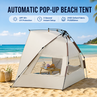 Tente de camping pop-up quatre saisons 2-3 personnes, simple couche, automatique rapide, avec armature droite en fibre de verre, personnalisable avec logo et couleur, en tissu Oxford