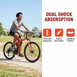 Bicicleta <span class=keywords><strong>de</strong></span> Montaña Plegable <span class=keywords><strong>de</strong></span> 26 Pulgadas con 24 Velocidades, Cuadro <span class=keywords><strong>de</strong></span> Acero <span class=keywords><strong>de</strong></span> Alto Carbono, Suspensión Trasera, Horquilla con Absorción <span class=keywords><strong>de</strong></span> Impactos y Frenos <span class=keywords><strong>de</strong></span> Disco - Product Image 3