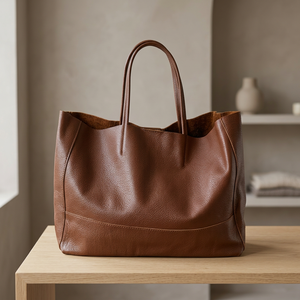 Sac à main pour femme en cuir véritable finition naturelle, antivol, imperméable, léger, capacité 3L+, avec bandoulière - Product Image 3