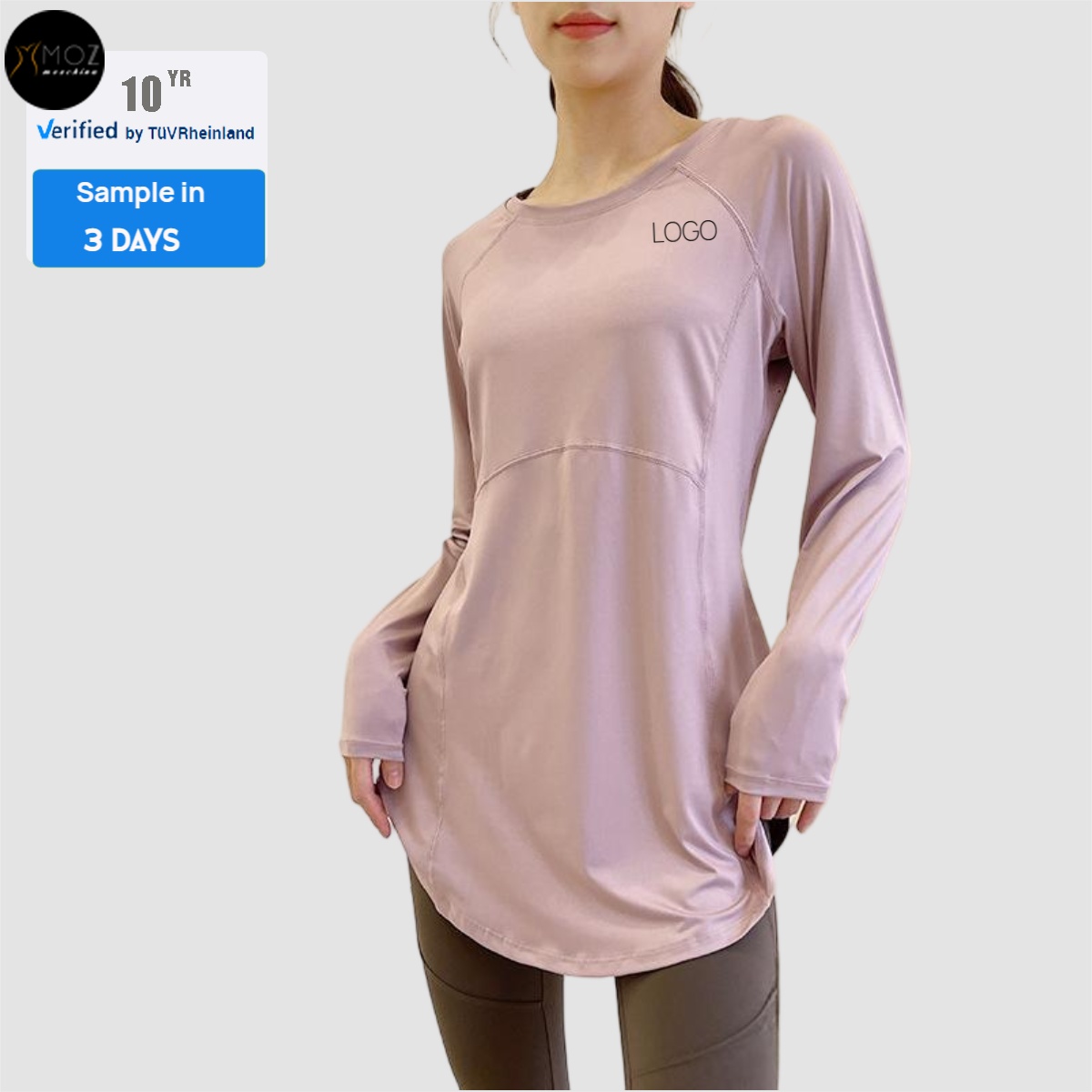 Plus Size Women's Longline T-Shirt-Sculpted Back Yoga Top with Breathable Fabric for Running & Workouts High Quality Custom Tee
