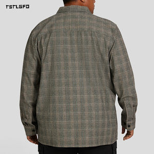 เสื้อเชิ้ตโอเวอร์เชิ้ตลายสก็อตแขนยาวสำหรับผู้ชายไซส์ใหญ่ มีกระเป๋าหน้าอก สไตล์ลำลอง ติดกระดุม - Product Image 2