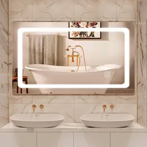 Прямоугольник косметическое зеркало для ванной со светодиодной подсветкой настенный умная розетка зеркало с подсветкой подушка безопасности-устойчивый к тряске интеллигентая (ый) Зеркало