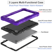 Coques de protection robustes antichoc en silicone et PC avec béquille pour tablettes Fire HD 8 2022 et HD 8 Plus 2022