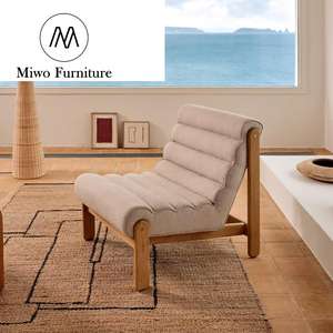 Salon inclinable avec terrasse d'hôtel moderne Chambres modernes Lounge <span class=keywords><strong>Club</strong></span> Coffee Shop <span class=keywords><strong>Fauteuil</strong></span> <span class=keywords><strong>beige</strong></span> en bois de chêne massif naturel - Product Image 2