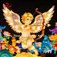 Grande lanterne en soie imperméable faite à la main de Zigong, motif Cupidon, pour la Saint-Valentin, Pâques, décoration extérieure durable, lumière à économie d'énergie