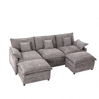 F&J Home 108-Zoll U-förmiges Modulares Sofa-Set aus PU-Leder und Chenille, Tiefsitz, Abnehmbar und Maschinenwaschbar, für Wohnzimmer