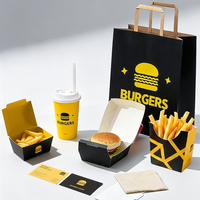 Caja de Papel para Empacar Comida para Llevar con Logotipo Personalizado, Apta para Alimentos, para Restaurante, para Hot Dogs, Pollo Frito, Hamburguesas