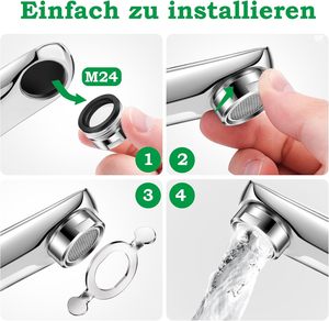 Aérateur d'évier de salle de bain, pièces de rechange d'aérateur de robinet de cuisine filetage mâle 15/16 pouces 24mm avec joint et clé - Product Image 2