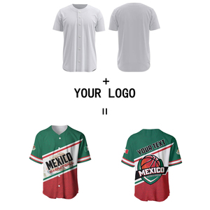 Maillot de baseball du World Baseball Classic avec drapeau du Mexique pour les joueurs de baseball, 100% polyester, respirant, séchage rapide, col en V, motif imprimé - Product Image 2