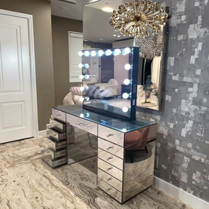 YX-V008 Tocador de Maquillaje y Espejo Estilo Muebles de Dormitorio Escritorio de Maquillaje de Pie Madera MDF y Metal para Uso Doméstico Vidrio Moderno - Product Image 2