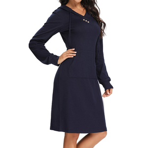 <span class=keywords><strong>Sweat</strong></span>-shirt pour femmes <span class=keywords><strong>Robe</strong></span> en coton pour femmes Fabricants de vêtements Elégant Logo personnalisé Robes à capuche à manches longues Casual Summer - Product Image 4