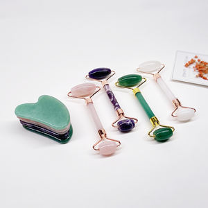 Rouleau de massage facial silencieux en pierre naturelle : Quartz rose, Améthyste, Gua Sha, Jade naturel - Product Image 2