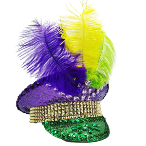 หมวกประดับเพชรสำหรับงานมาร์ดิกราส์ หมวกประดับเลื่อมและขนนกสำหรับงานเทศกาลเบิร์นแมน เหมาะสำหรับการเดินขบวน<span class=keywords><strong>วัน</strong></span>พุธอ้วนๆ - Product Image 2