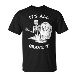 Camiseta con diseño de calavera y esqueleto de Halloween de It's All Grave Y Skeleton - Product Image 2