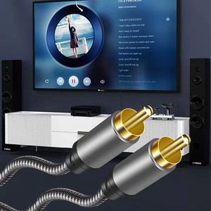 Câble audio <span class=keywords><strong>coaxial</strong></span> numérique <span class=keywords><strong>S</strong></span>/<span class=keywords><strong>PDIF</strong></span> RCA mâle vers RCA mâle plaqué or et tressé pour home cinéma, HDTV, caisson de basses, amplificateur - Product Image 3