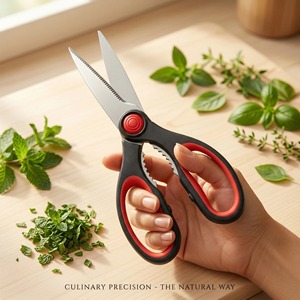 <b>Kitchen</b> <b>Scissors</b> Stainless Steel 5 In Straight Head Black Red Home Use - Product Image 2