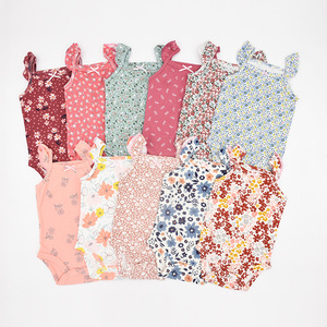 Barboteuse Triangle d'Été pour Nouveau-né, <span class=keywords><strong>Combinaison</strong></span> Camisole Florale Mignonne pour Filles, 100% Coton, Style Adorable, 3-24 <span class=keywords><strong>Mois</strong></span> - Product Image 1