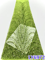 Tissu en dentelle brodée perlée marron de luxe NI.AI de haute qualité, dentelle en filet à sequins élégante pour robe de mariée et décoration intérieure LY6972