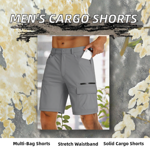 กางเกงขาสั้นคาร์โก้ผู้ชายสไตล์ยุโรปสำหรับฤดูร้อน ผ้าแคนวาสทอลายดิจิตอล เอวยางยืดปานกลาง ทรงหลวม หลายกระเป๋า ส่งตรงจากโรงงาน - Product Image 3