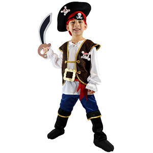 BSRLONS Conjunto de disfraz de pirata para niños, traje de Halloween estilo Jack del Caribe, ropa para disfrazarse con sombrero, pañuelo y parche para ojos - Product Image 4