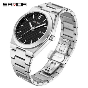 Montre à quartz minimaliste Sanda 1152 avec date, cadran lumineux, bracelet en acier inoxydable, étanche, pour un style décontracté et professionnel - Product Image 1