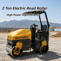 Rouleau compresseur vibrant à double tambour de 2 tonnes, moteur électrique de qualité supérieure, compactage stable