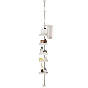 304 portaoggetti bagno a cinque strati in acciaio inossidabile 120cm-165cm regolabile senza punzonatura per articoli da toeletta - Product Image 5