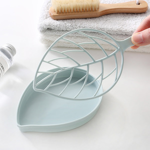 Leaf-Shaped Soap Dish Double Layer Draining Plastic Bathroom Soap Holder Nordic Pink Green Blue - Product Image 4
