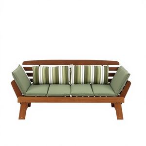 Meilleur prix, design moderne, chaise longue en bois massif LASSI, haute qualité, pour extérieur, chambre, patio, banc rouge-brun, 100% polyester, assise de 5 cm - Product Image 1