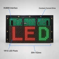 Módulo de Letrero LED de Doble Color para Interiores P4.75, 304x152mm, 64x32, 1R1G, HUB08, Escaneo 1/16, Panel LED Rojo y Verde para Estaciones, Hoteles y Comercios