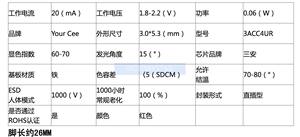 Original Genuine 3mm f3 Straight Insertion Round Head LED beads with white hair red and <strong>re</strong> - Product Image 2