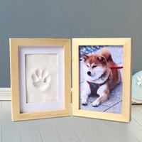 Bingkai Foto Hewan Peliharaan Persegi Panjang Kayu Solid Buatan Tangan dengan Cetakan Jejak Kaki Anjing Kucing - Desain Minimalis Modern Logo Kustom Hadiah Suvenir Populer