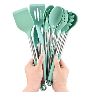Ustensiles de cuisine en silicone, ensemble d'ustensiles de cuisine avec poignée en silicone et seau de rangement - Product Image 5