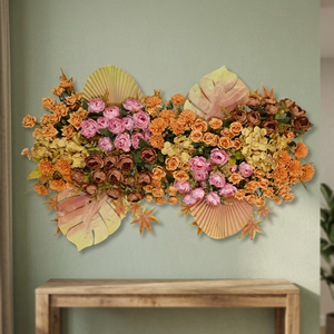 Flor Artificial de Fábrica, Rosa Vintage con Efecto Atardecer Otoñal, Toque de Palma Besada por el Sol, Color Terracota Rosado, Panel de Canal, Hecho a Mano con Temática Desértica - Product Image 3
