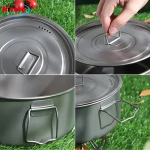 Customize Logo Titanium Outdoor Cooking Pot Outdoor Kitchenware Camping Pots With Handle