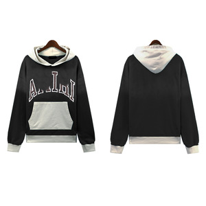 Sudadera lavada Estilo universitario Parche de letras Vintage Old Fashion Color <span class=keywords><strong>Clash</strong></span> Design Sudadera con capucha informal para hombre - Product Image 2