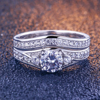 Bague tendance BOHAN TL-112 en zircon argenté pour femme, plaquée rhodium/argent, bijou de fiançailles et de mariage