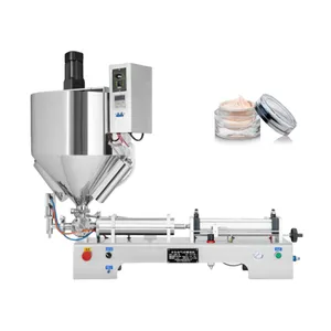 Semi automatic horizontal high viscosity fluid paste cream honey filling machine with mixer heater hopper