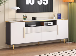 Juego <span class=keywords><strong>de</strong></span> Mesa <span class=keywords><strong>de</strong></span> Centro y Mueble para TV <span class=keywords><strong>de</strong></span> Madera Sólida - Mueble Multimedia Minimalista <span class=keywords><strong>de</strong></span> Lujo Ligero para Salas <span class=keywords><strong>de</strong></span> Estar, Dormitorios y Casas Pequeñas - Product Image 6