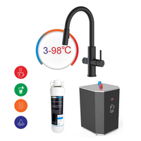 Robinet d'eau chaude instantané électronique 4 en 1 Iwater sous le comptoir, finition noire, extractible, robinet tactile