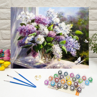 Haute qualité moderne fleur toile peinture à l'huile par numéro personnalisé coloré bricolage peinture avec cadre élégant