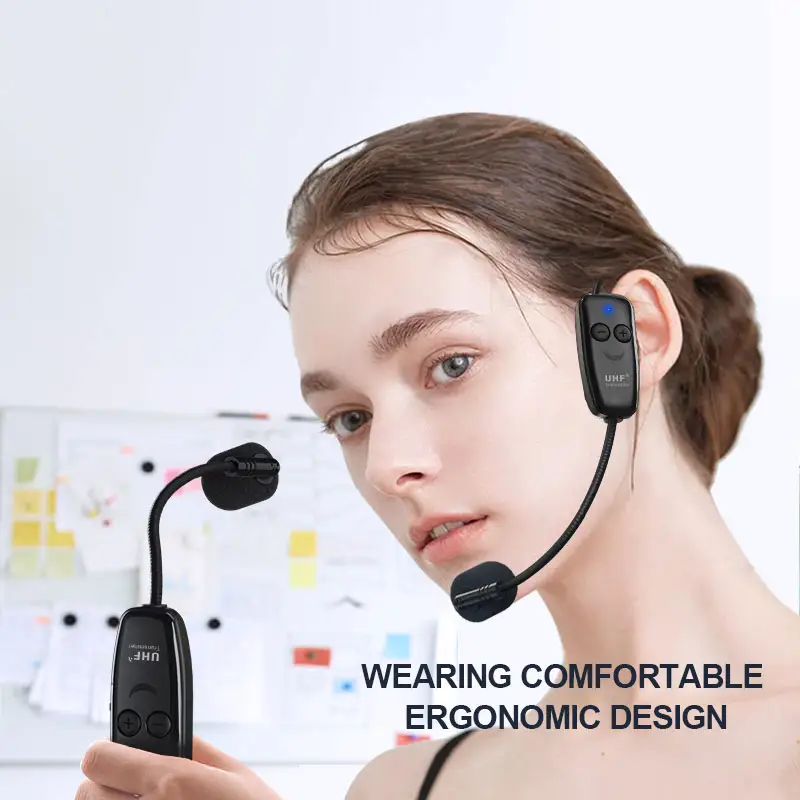UHF 2 Set Microphone Head-mounted For Tour Guide Teacher Training Wireless Microphone Professional Wireless Head Microphone