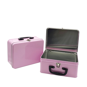 Custom Printing Portable Tin Lunch Box Cosmetic Sets Storage Tin Box With Handle And Lock For Kids