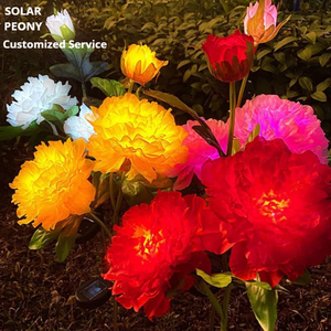 Luces <span class=keywords><strong>Solares</strong></span> con Forma de Flor de Peonía, IP65, PVC, LED de Bajo Consumo, Decoración de Jardín, Resistentes al Agua, Color Violeta Jacinto - Product Image 1